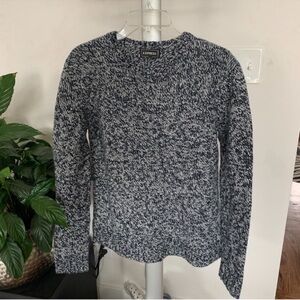 Express Knit Wool Blend chunky Pullover Sweater Sz M Crew navy blue white